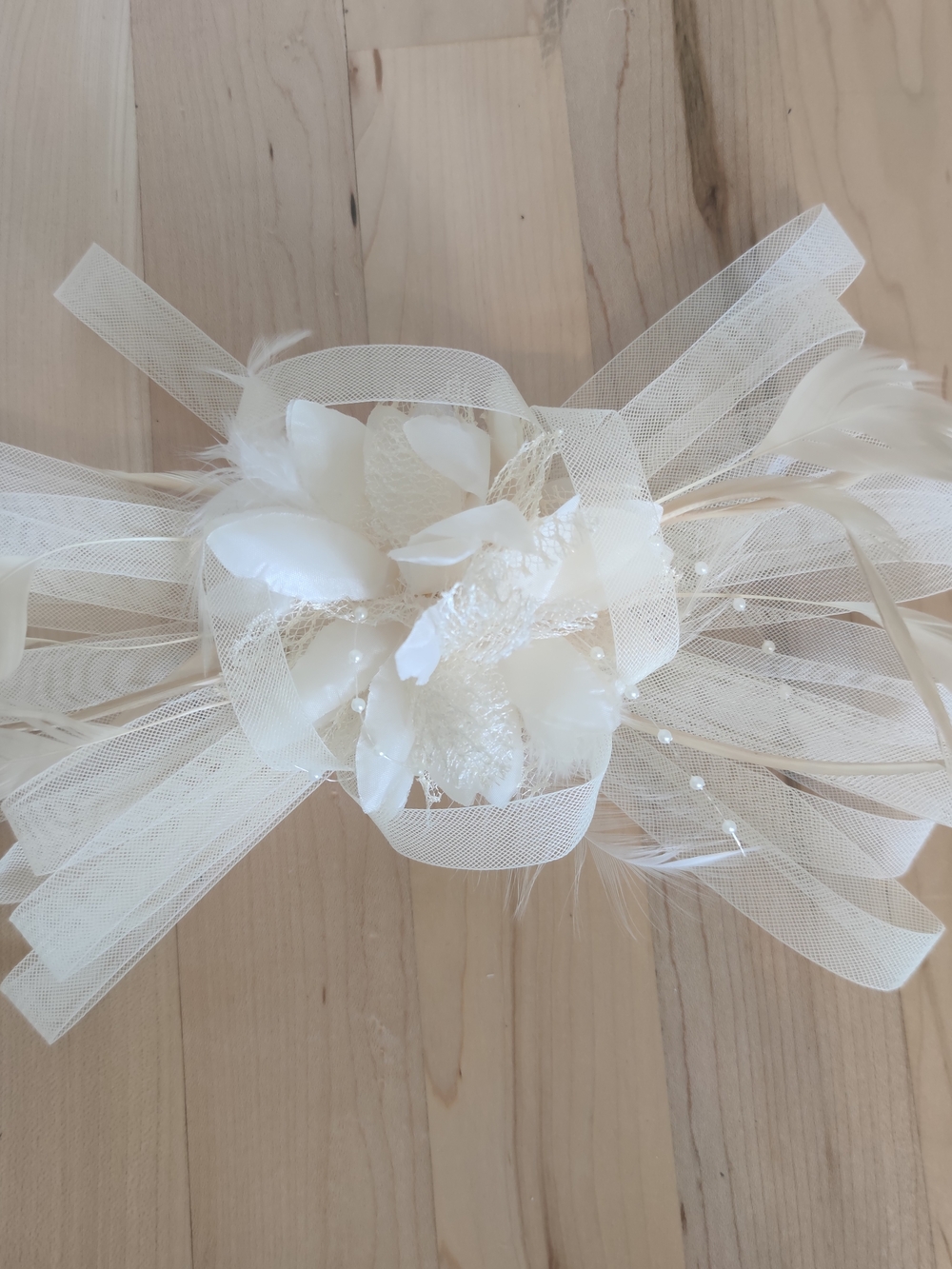 Ivory Floral Tulle Bridal Hairpiece